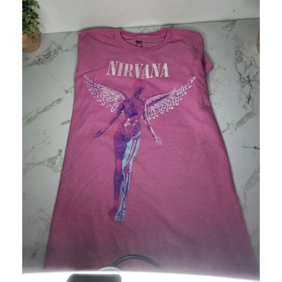 Nirvana In Utero Pink distressed Rock Band Tee Sz M - Picture 8 of 13